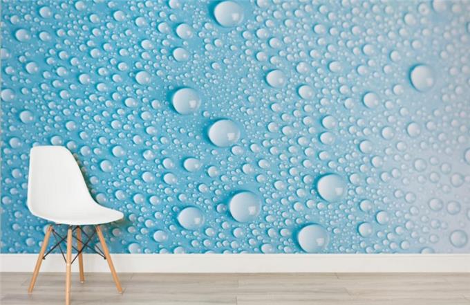 Wallpaper - Aqua Dew Drops Wallpaper Mural